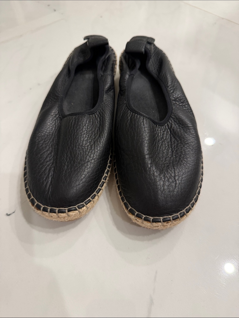 Cole Haan Black Leather Espadrille Slip-Ons